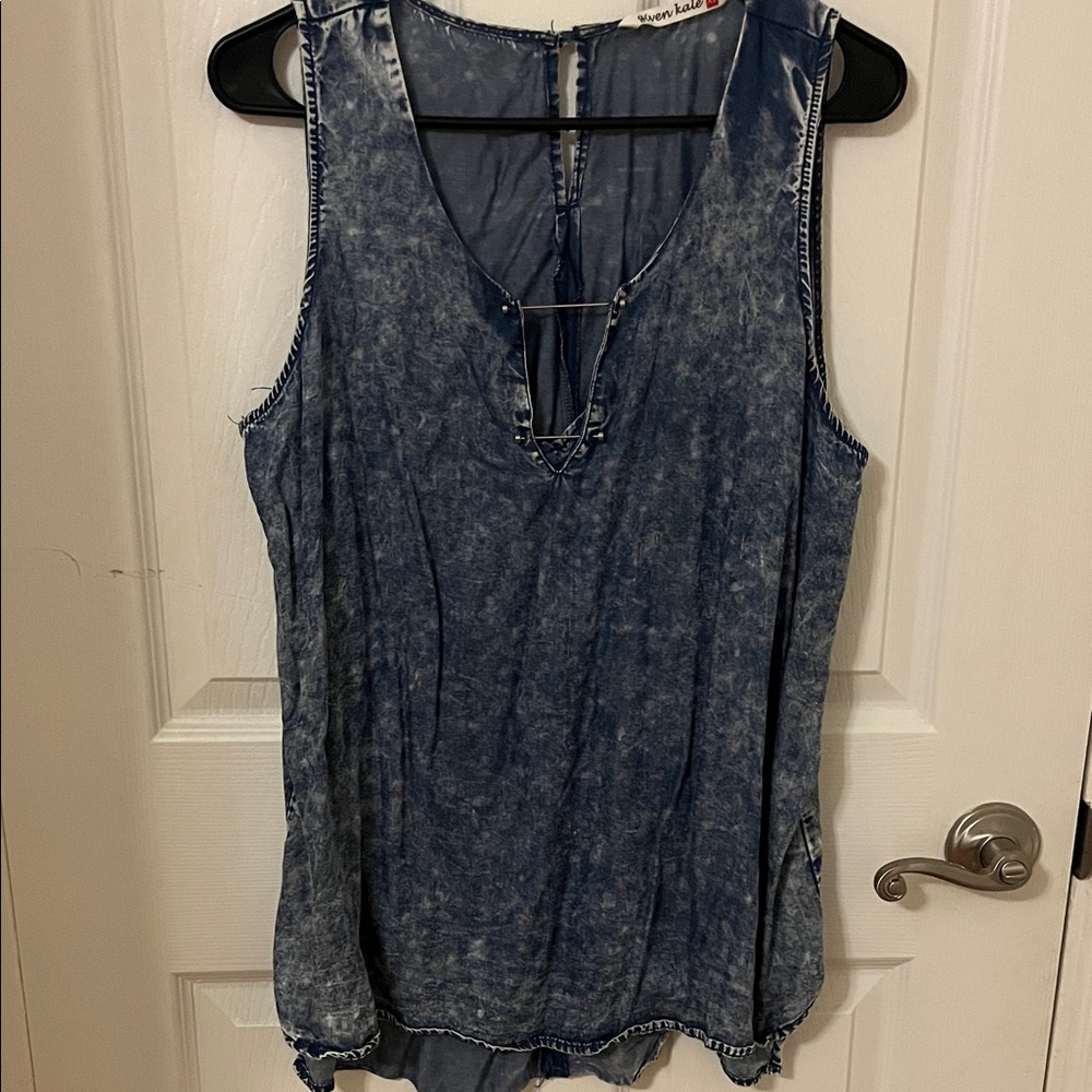 Women’s Acid-Wash Blue Tank